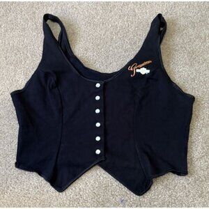 Harley Davidson vintage 1990 Holoubek ladies vest Size Large Black With Snaps